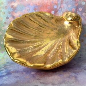 VTG STANGL Pottery Granada Gold Shell Dish #4057